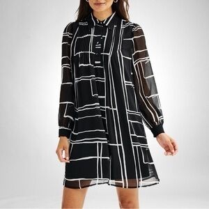 Nine West Black and White Midi Dress